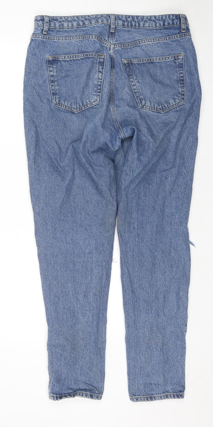 Topshop Womens Black Cotton Straight Jeans Size 16 L36 in Regular Zip