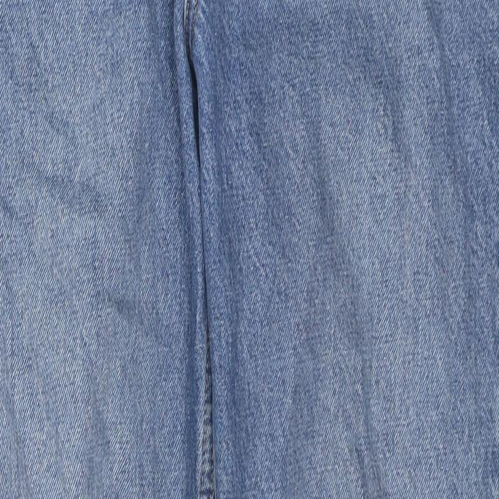 Topshop Womens Black Cotton Straight Jeans Size 16 L36 in Regular Zip