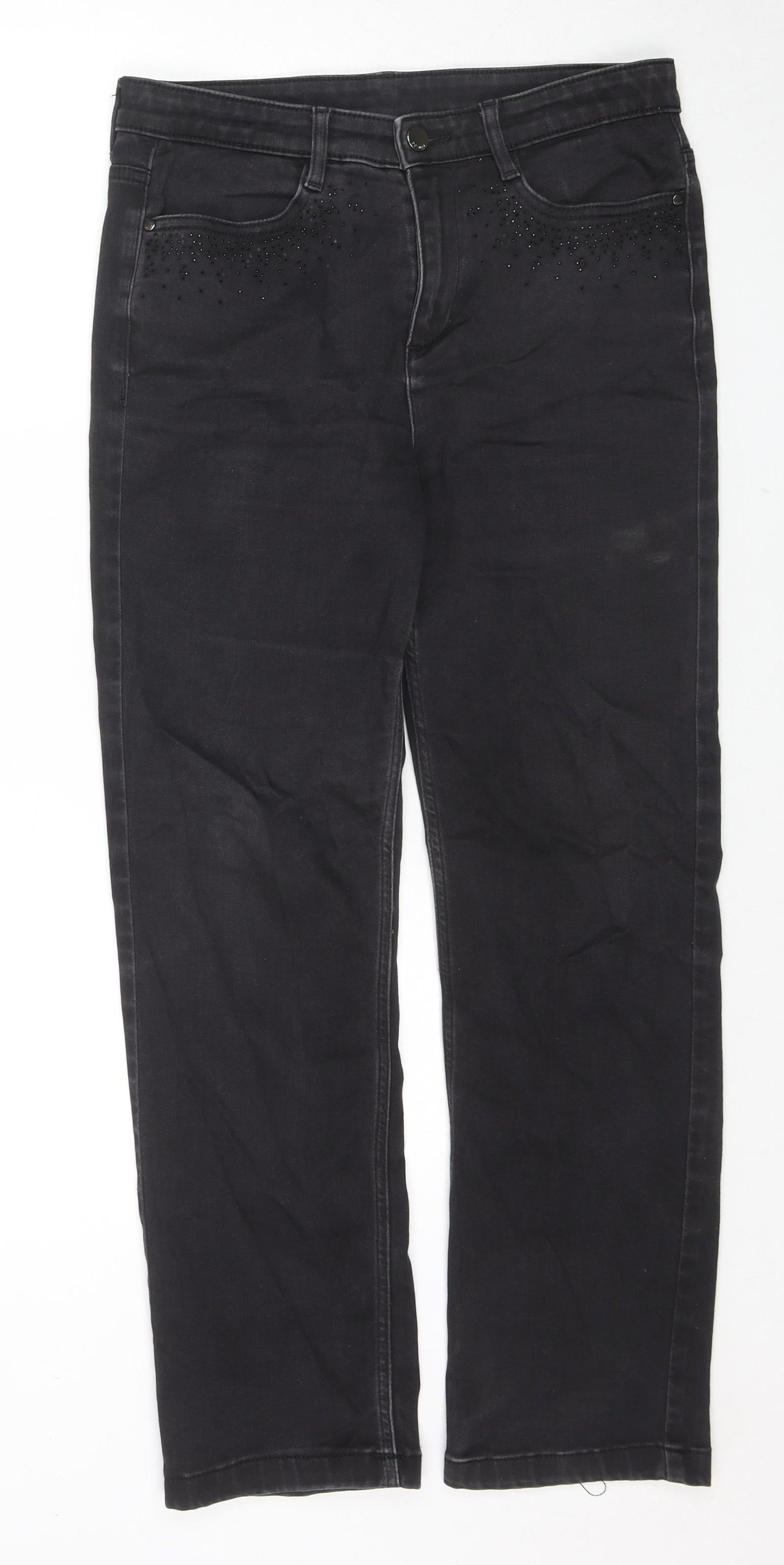 Per Una Womens Black Cotton Skinny Jeans Size 32 in L27 in Regular Zip