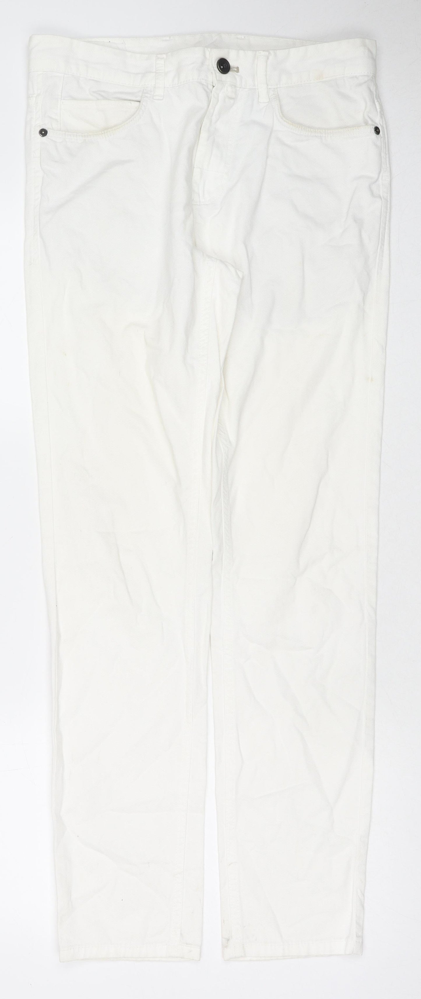 Zara Womens White Cotton Skinny Jeans Size 10 L31 in Regular Zip