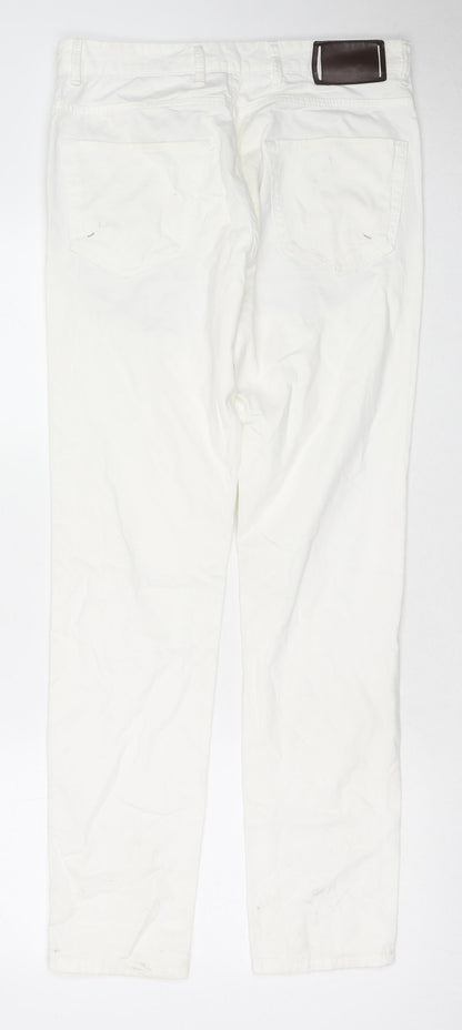 Zara Womens White Cotton Skinny Jeans Size 10 L31 in Regular Zip