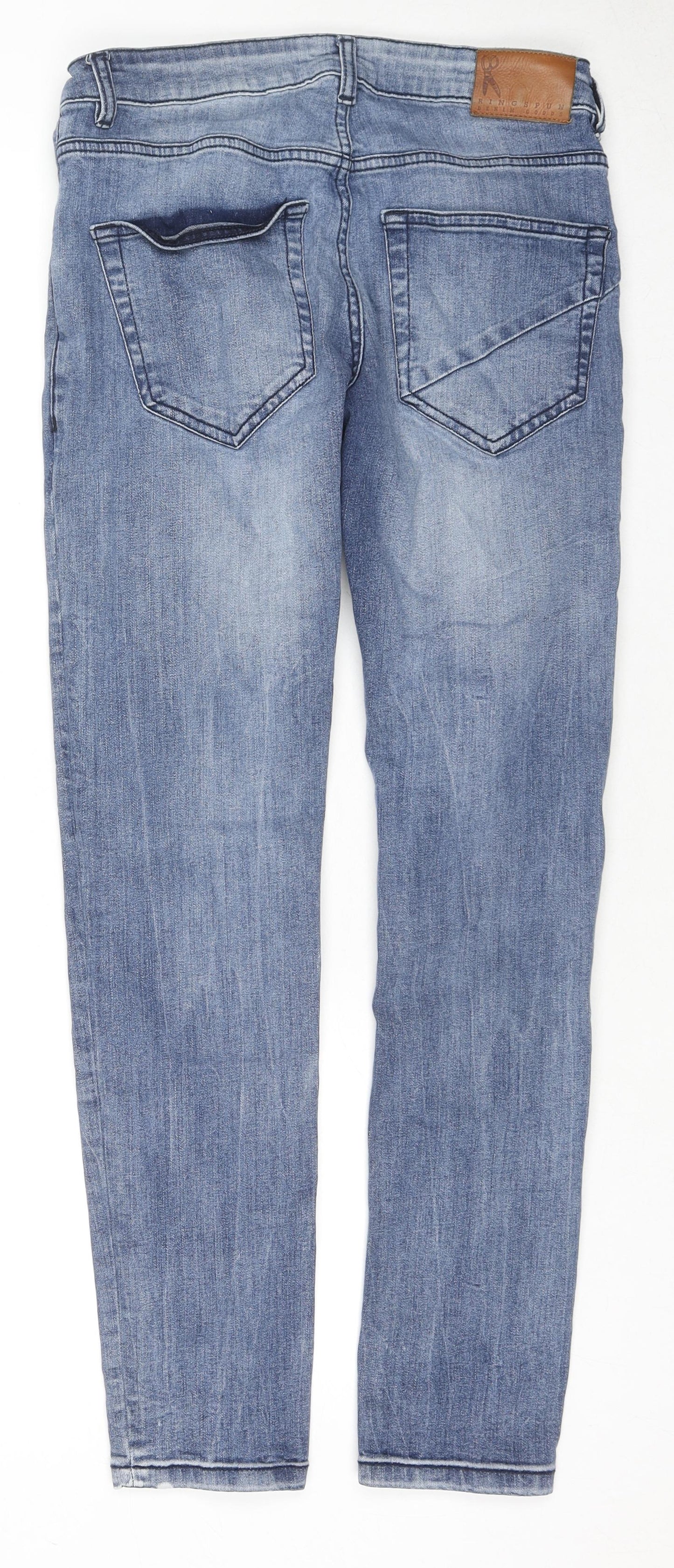 Mens UK Size 30 in Ringspun Regular Fit Skinny Blue Jeans