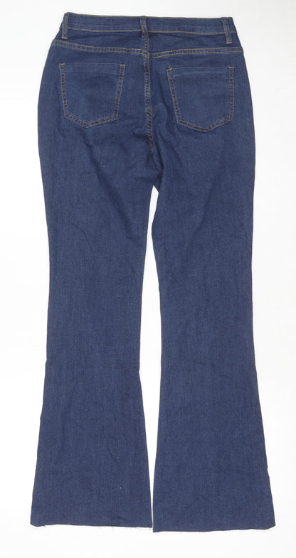 Jeans Womens Blue Cotton Flared Jeans Size L L30 in Regular Zip