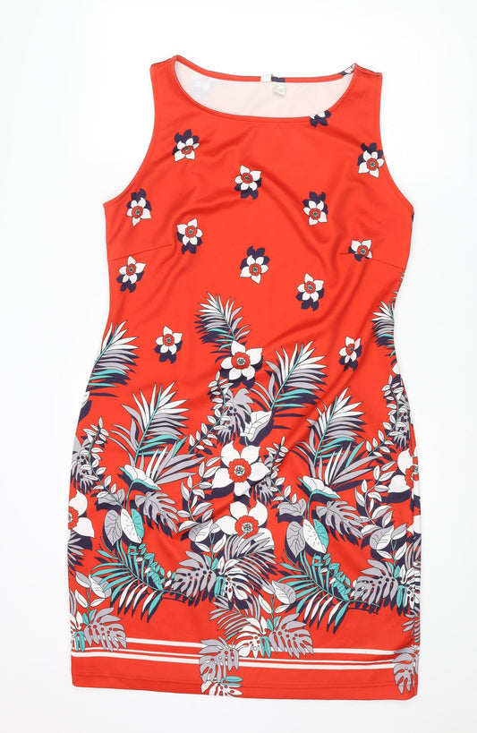 Body Flirt Womens Multicoloured Floral Polyester Bodycon Size L Round Neck Pullover