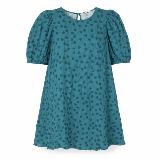 NEXT Womens Blue Polka Dot Viscose A-Line Size 10 Round Neck Button