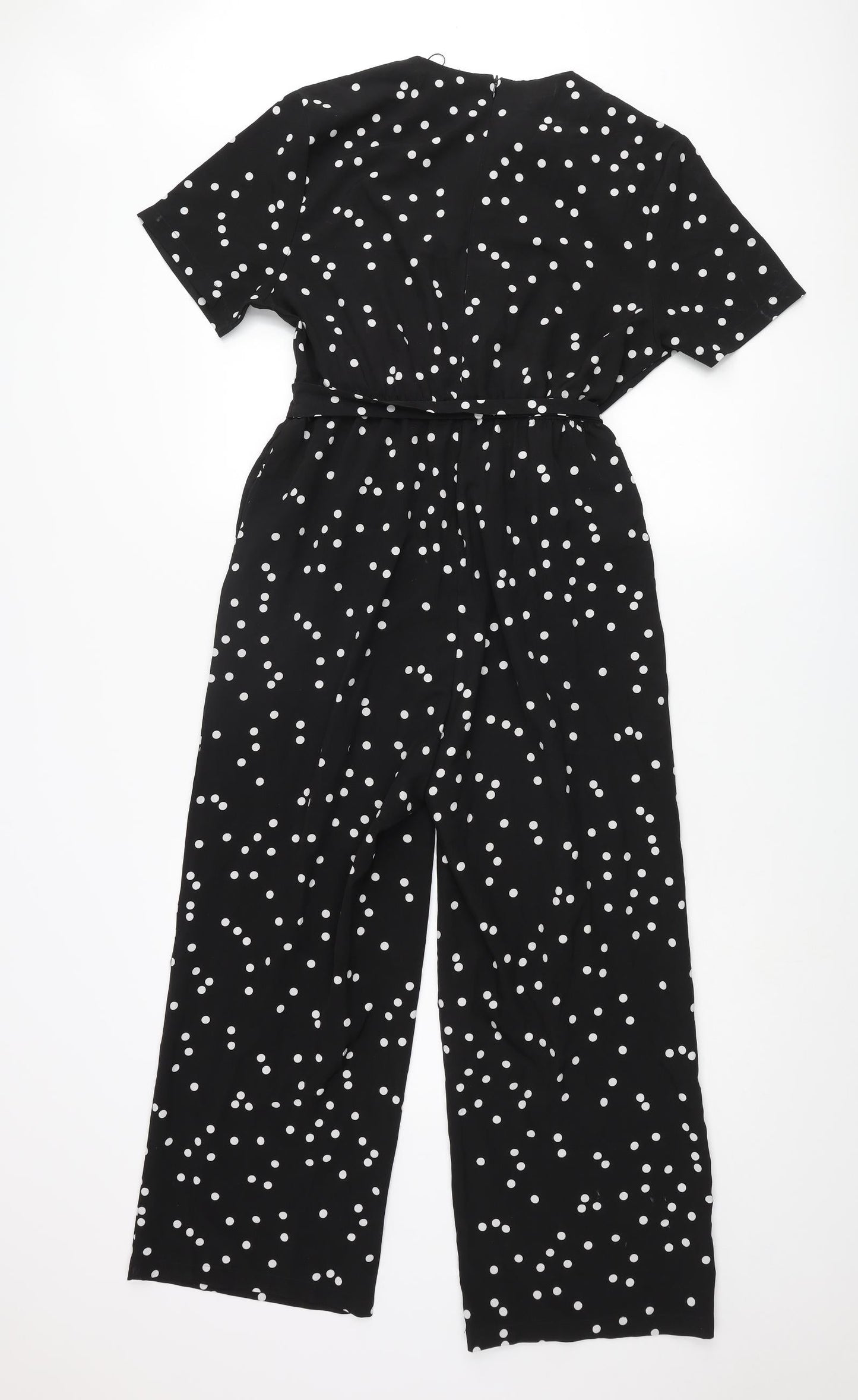 Nasty Gal Womens Black Polka Dot Polyester Jumpsuit One-Piece Size 10 L25 in Zip - Belted