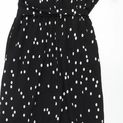 Nasty Gal Womens Black Polka Dot Polyester Jumpsuit One-Piece Size 10 L25 in Zip - Belted