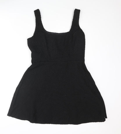 New Look Womens Black Polyester A-Line Size 10 Scoop Neck Zip