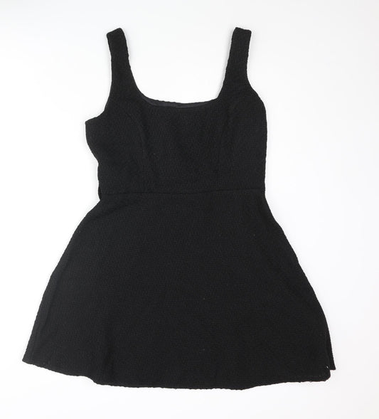 New Look Womens Black Polyester A-Line Size 10 Scoop Neck Zip
