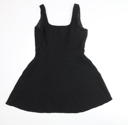 New Look Womens Black Polyester A-Line Size 10 Scoop Neck Zip