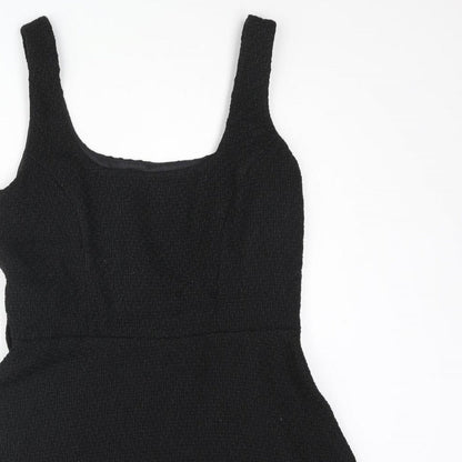 New Look Womens Black Polyester A-Line Size 10 Scoop Neck Zip