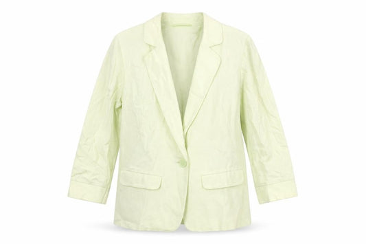 Classics Womens Green Linen Jacket Blazer Size 8
