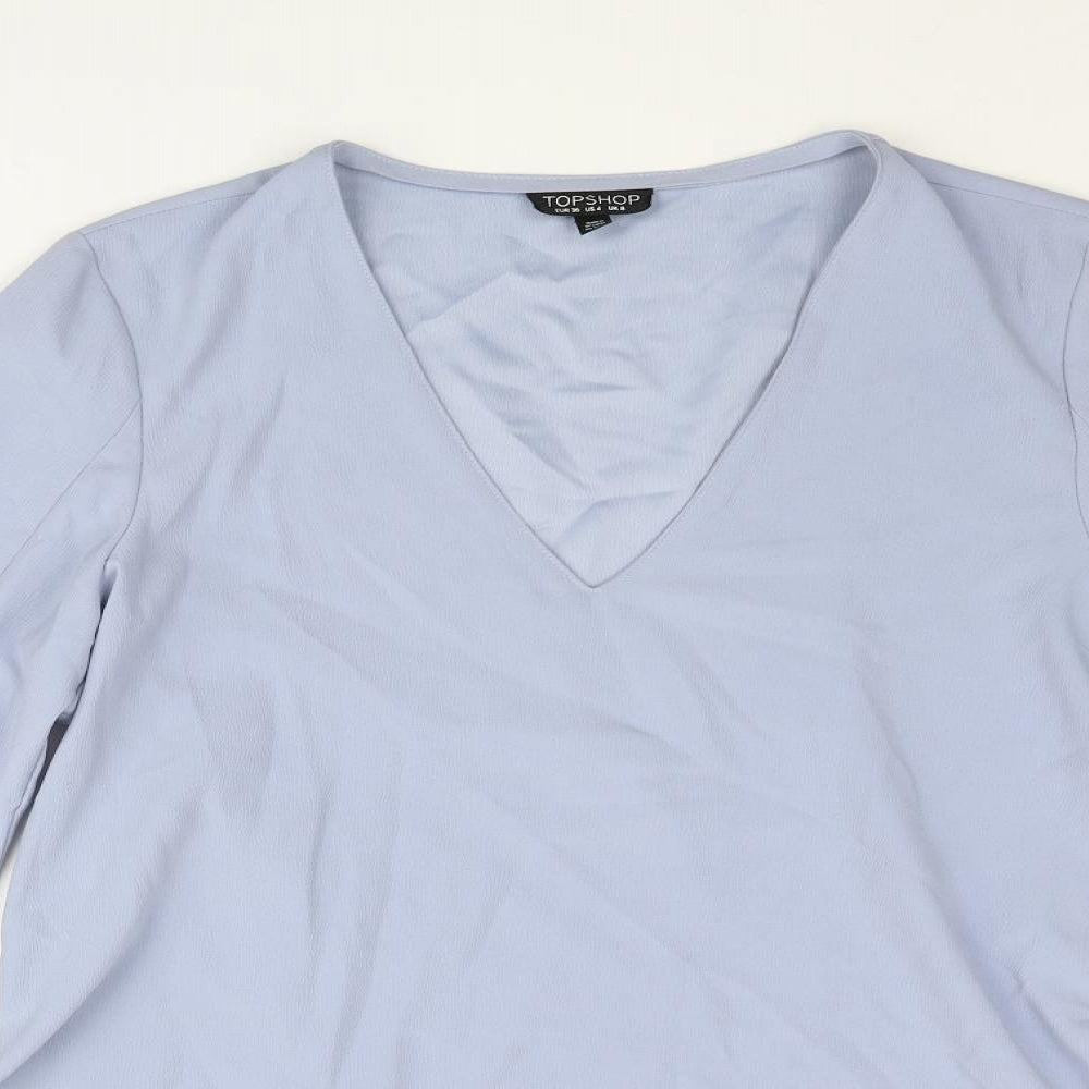 Womens UK Size 8 Topshop Blue Basic Blouse