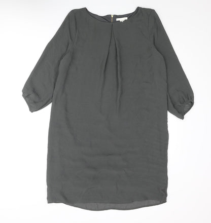 H&M Womens Grey Polyester Shift Size 10 Round Neck Zip