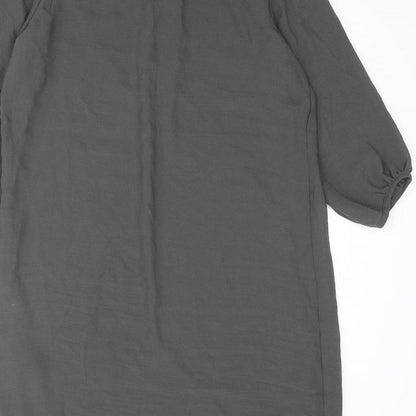 H&M Womens Grey Polyester Shift Size 10 Round Neck Zip