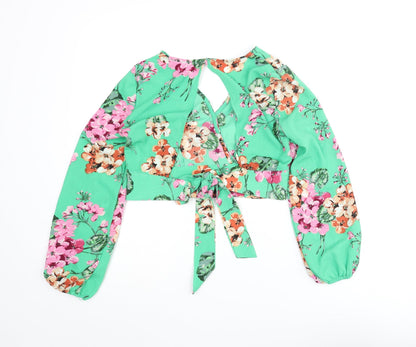 Womens UK Size 6 Quiz Green Cropped Blouse