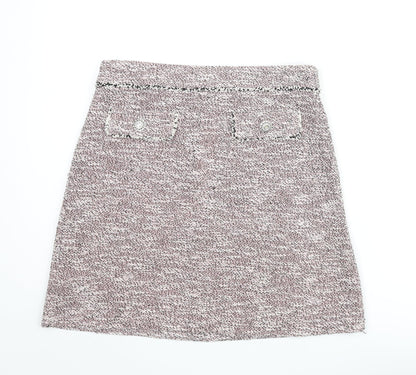 Dorothy Perkins Womens Multicoloured Polyester A-Line Skirt Size 8 Zip
