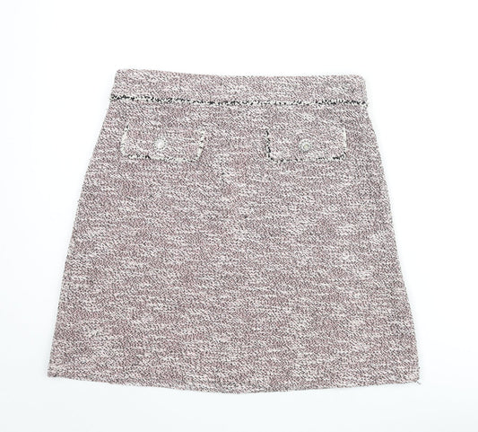Dorothy Perkins Womens Multicoloured Polyester A-Line Skirt Size 8 Zip