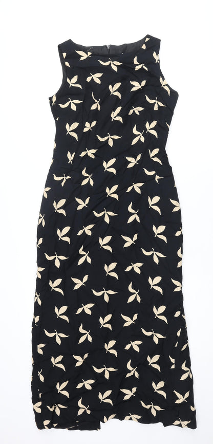 Michael H Womens Black Geometric Polyester Pencil Dress Size 10 Round Neck Zip