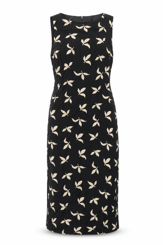 Michael H Womens Black Geometric Polyester Pencil Dress Size 10 Round Neck Zip
