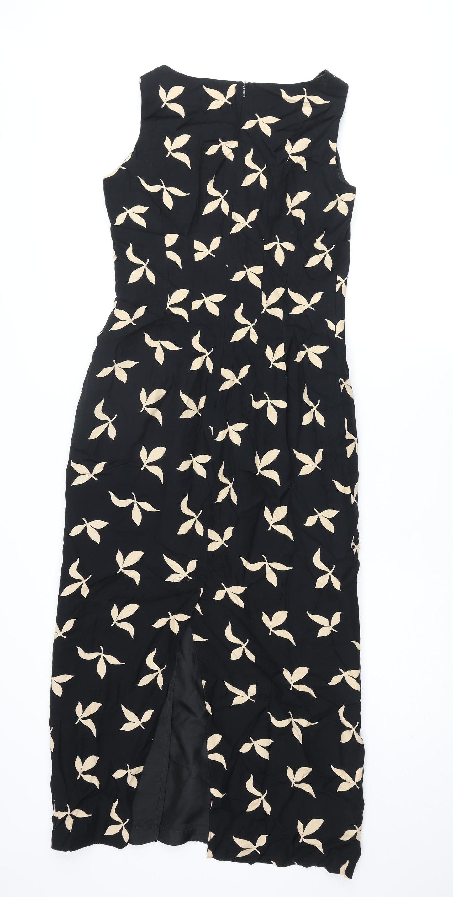 Michael H Womens Black Geometric Polyester Pencil Dress Size 10 Round Neck Zip