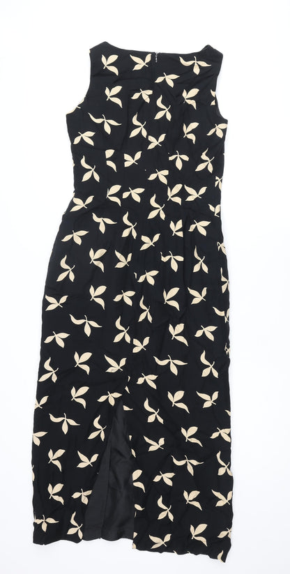 Michael H Womens Black Geometric Polyester Pencil Dress Size 10 Round Neck Zip