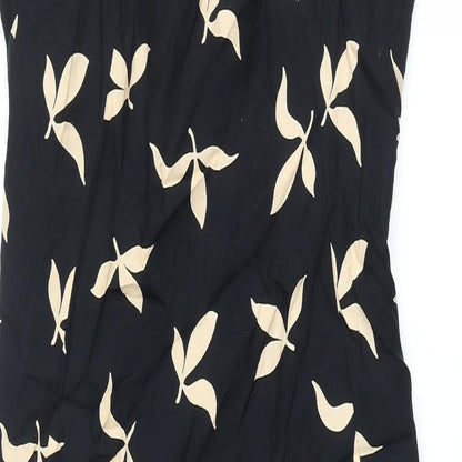 Michael H Womens Black Geometric Polyester Pencil Dress Size 10 Round Neck Zip