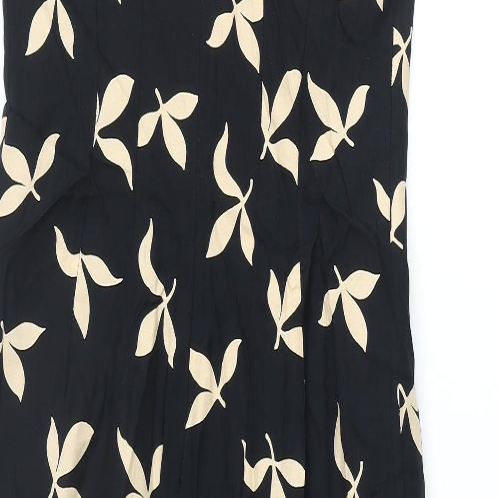 Michael H Womens Black Geometric Polyester Pencil Dress Size 10 Round Neck Zip
