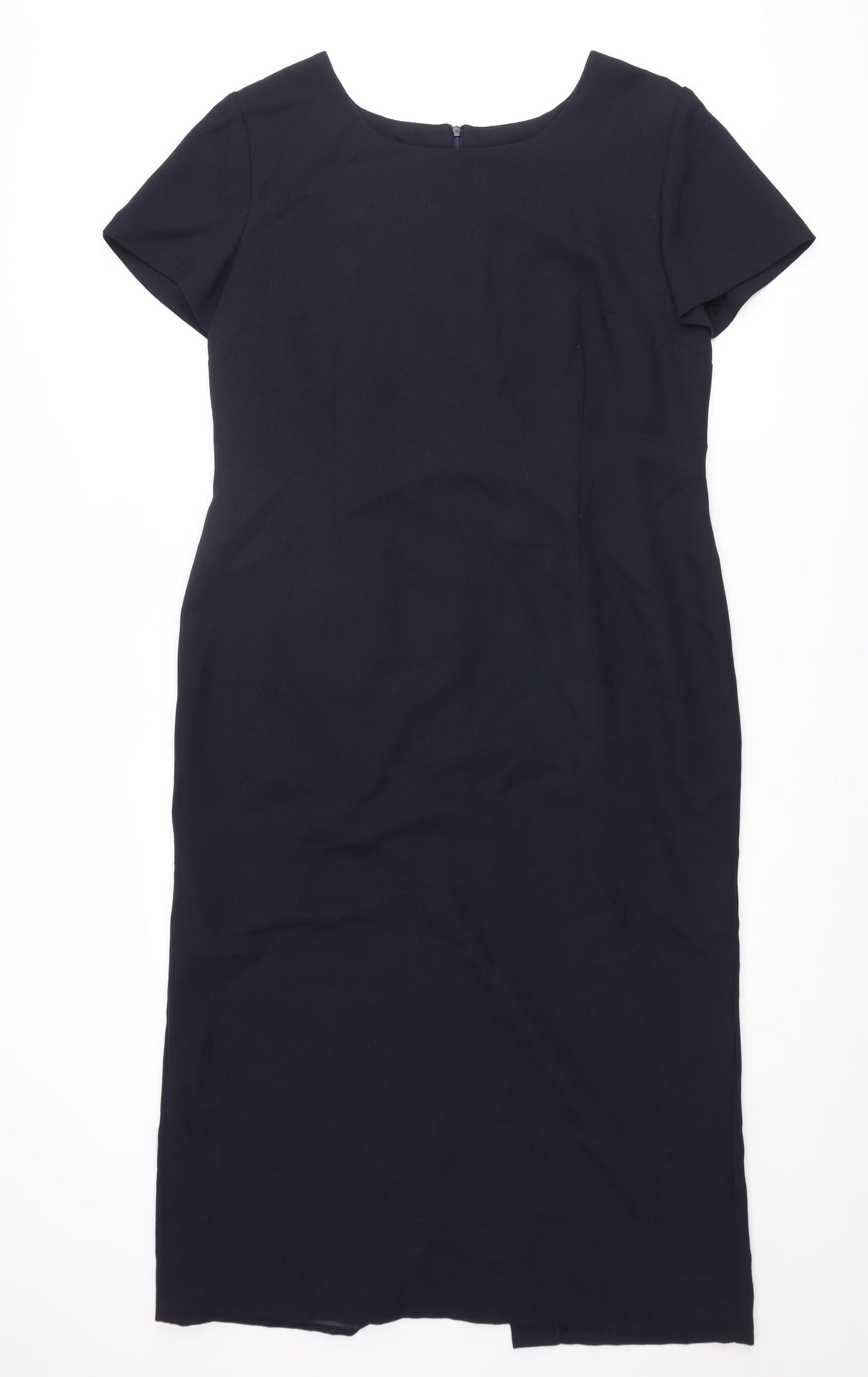 Touch of Luxury Womens Blue Polyester Pencil Dress Size 16 Round Neck Zip