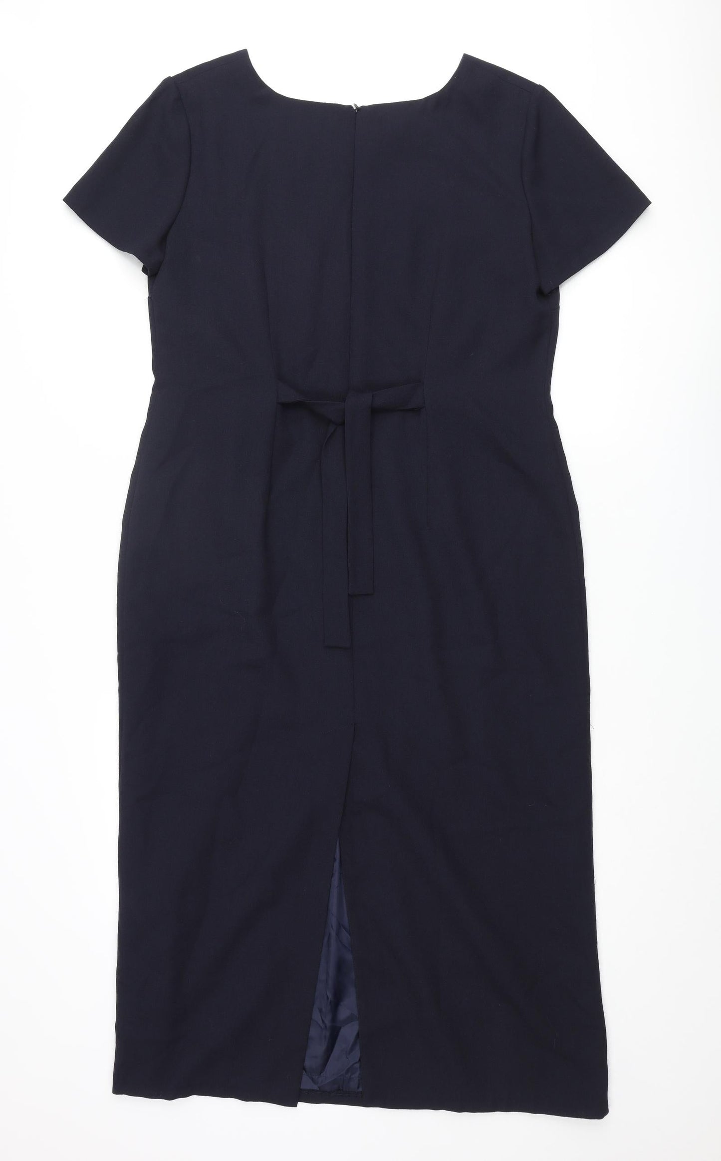 Touch of Luxury Womens Blue Polyester Pencil Dress Size 16 Round Neck Zip