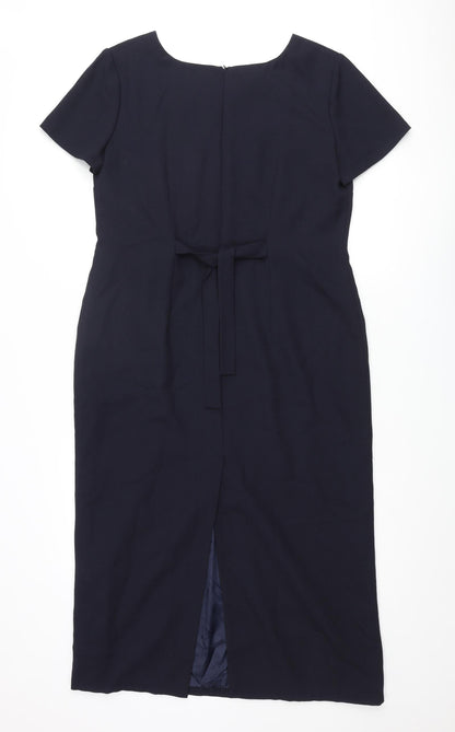 Touch of Luxury Womens Blue Polyester Pencil Dress Size 16 Round Neck Zip