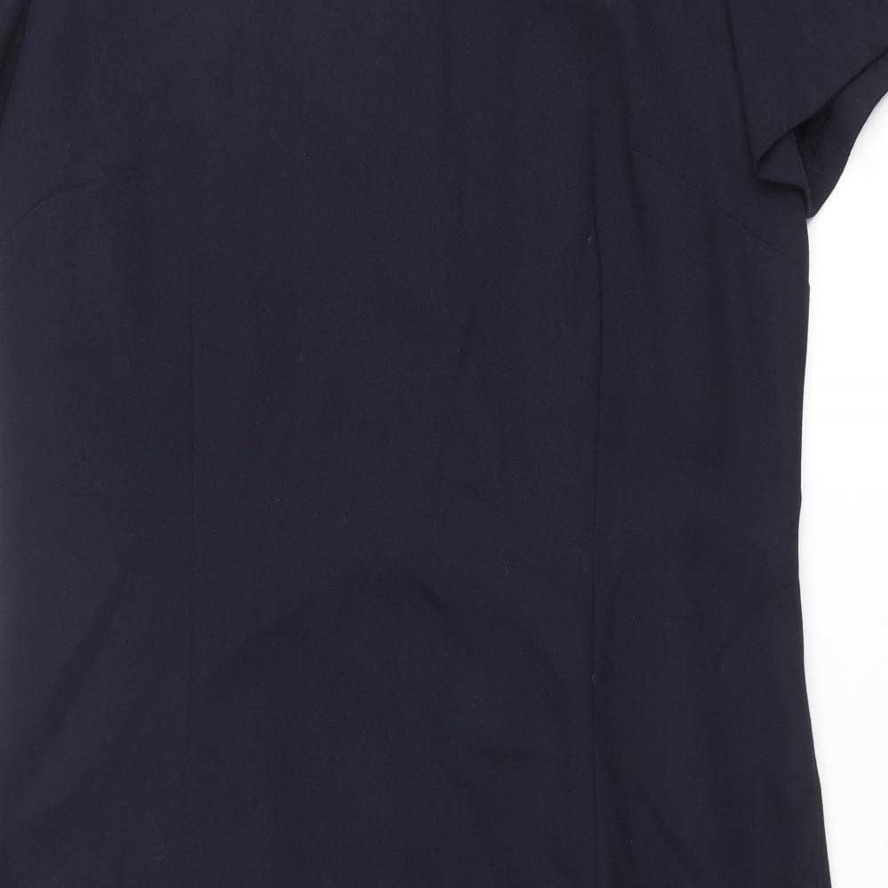 Touch of Luxury Womens Blue Polyester Pencil Dress Size 16 Round Neck Zip