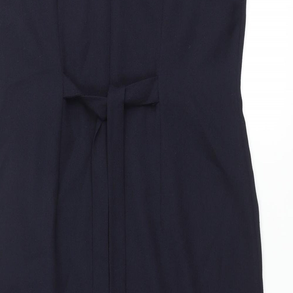 Touch of Luxury Womens Blue Polyester Pencil Dress Size 16 Round Neck Zip