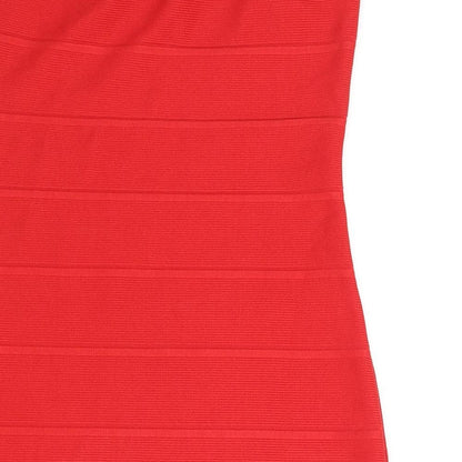 Missguided Womens Red Polyester Mini Size 10 Square Neck Pullover