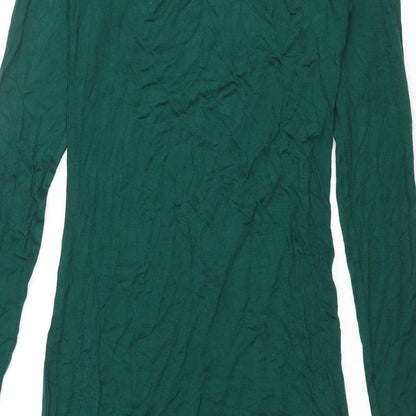 PRETTYLITTLETHING Womens Green Viscose Mini Size 10 Off the Shoulder Pullover