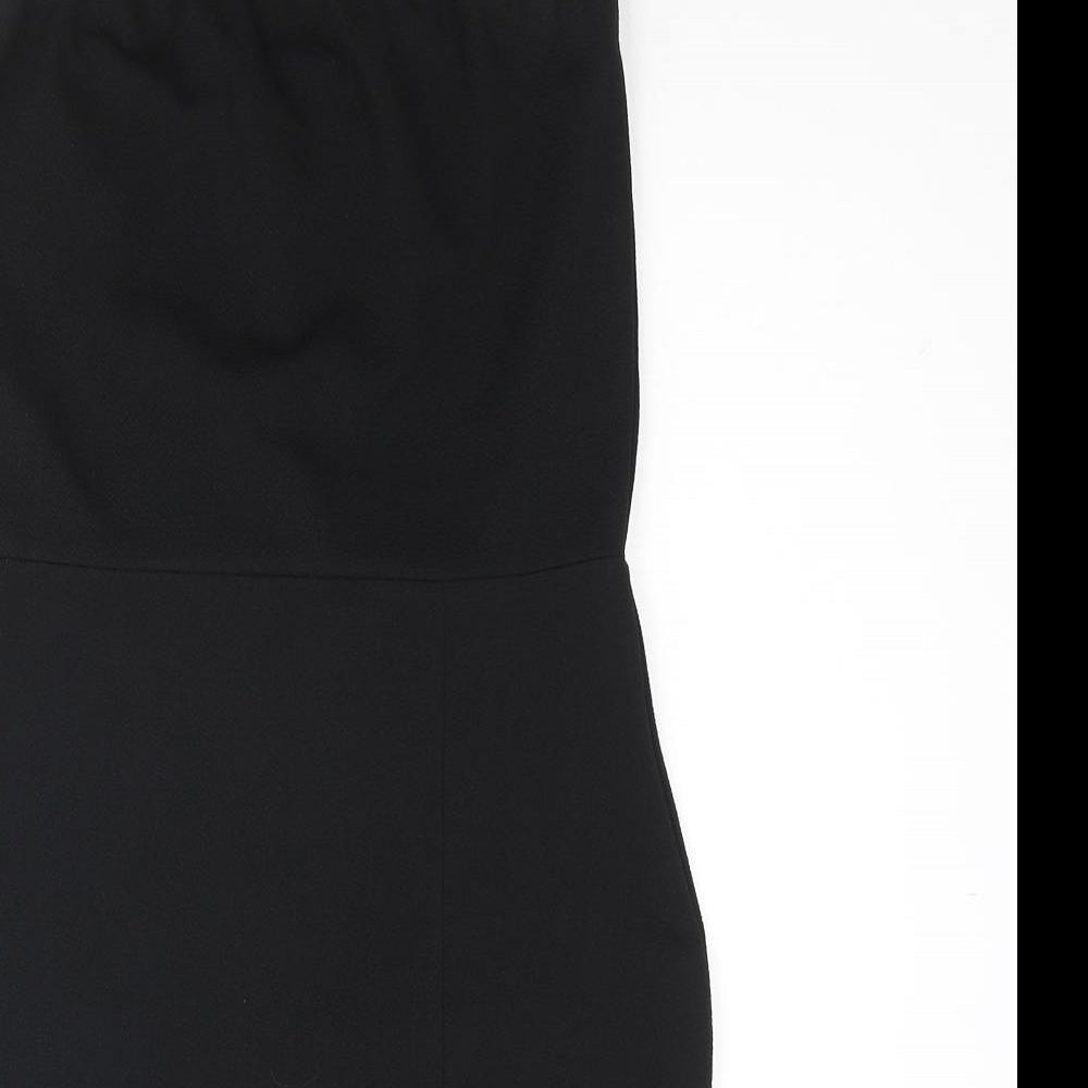 Boohoo Womens Black Polyester Mini Size 10 Square Neck Pullover