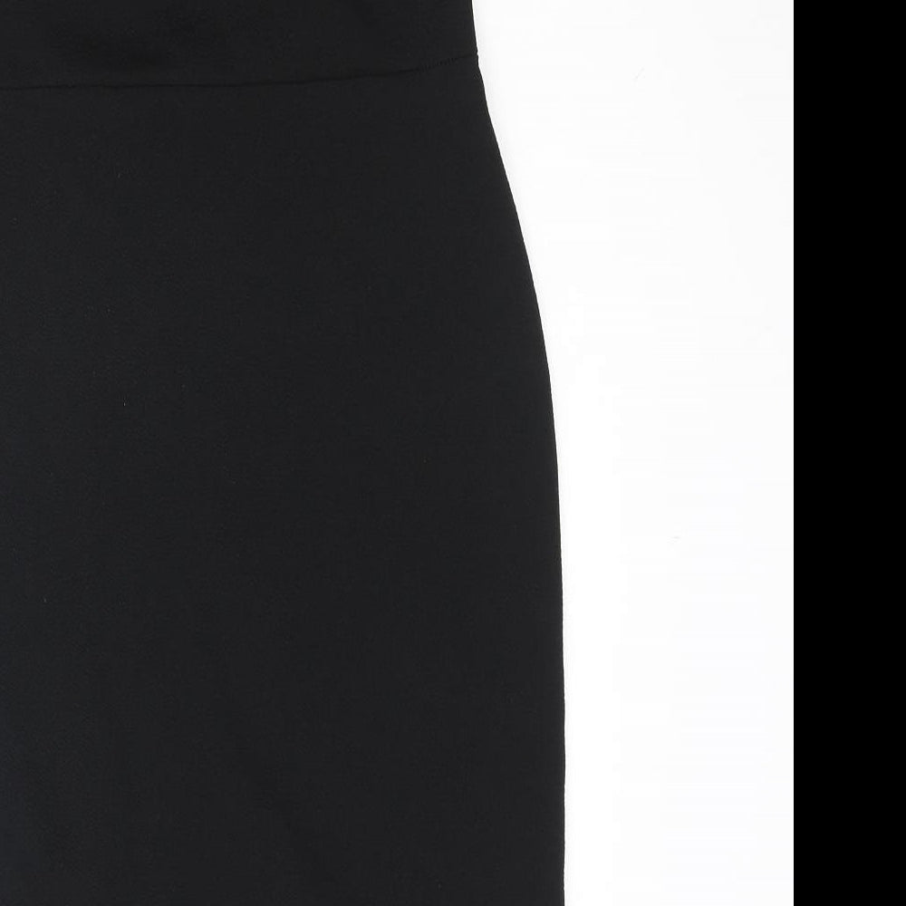 Boohoo Womens Black Polyester Mini Size 10 Square Neck Pullover