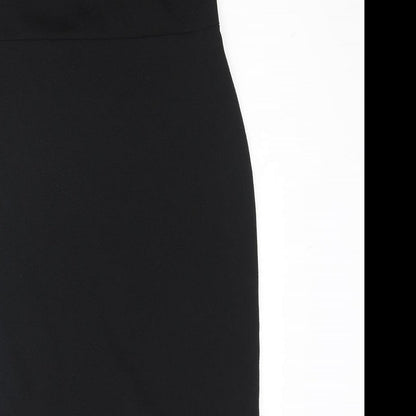 Boohoo Womens Black Polyester Mini Size 10 Square Neck Pullover