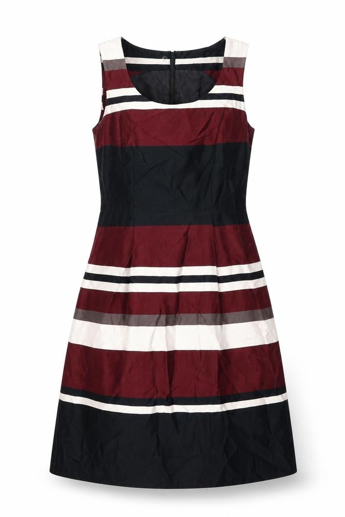 NEXT Womens Multicoloured Striped Cotton Shift Size 12 Round Neck Zip
