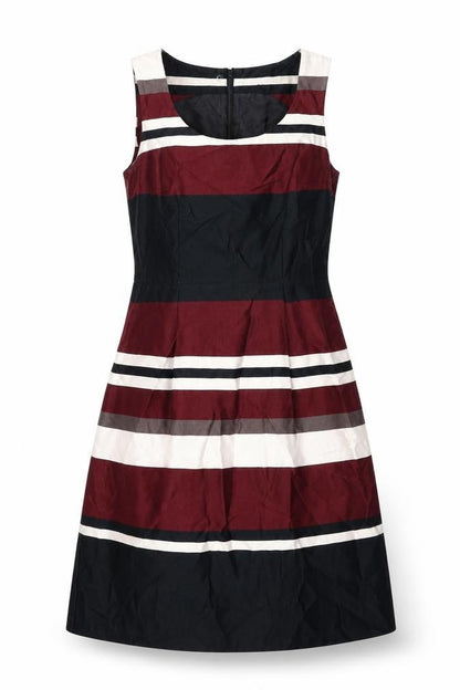 NEXT Womens Multicoloured Striped Cotton Shift Size 12 Round Neck Zip