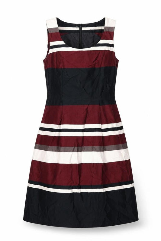 NEXT Womens Multicoloured Striped Cotton Shift Size 12 Round Neck Zip