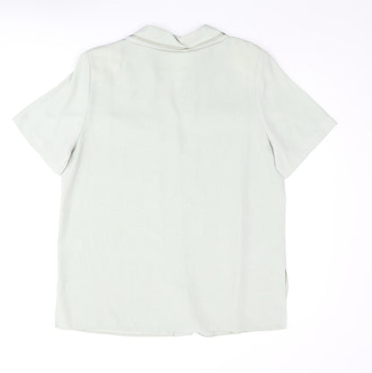 Berkertex Womens Green Polyester Basic Button-Up Size 16 Collared - Embroidered