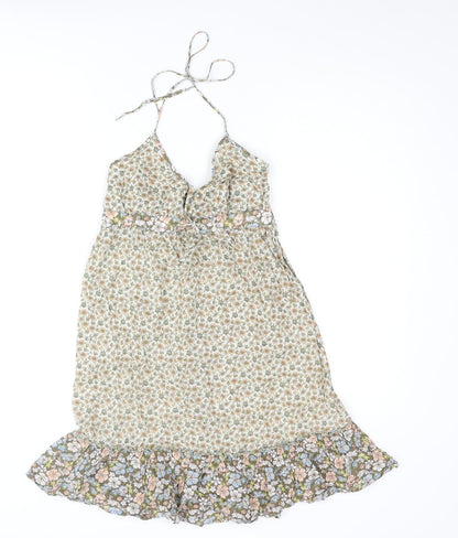 H&M Womens Multicoloured Floral Cotton Mini Size 6 Halter Pullover