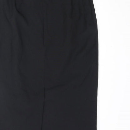 Marks and Spencer Womens Black Polyester Straight & Pencil Skirt Size 10 Zip - Button