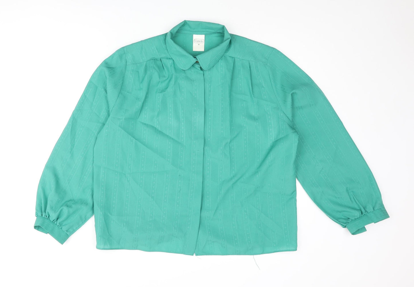 Womens UK Size 16 C&A Green Basic Button-Up
