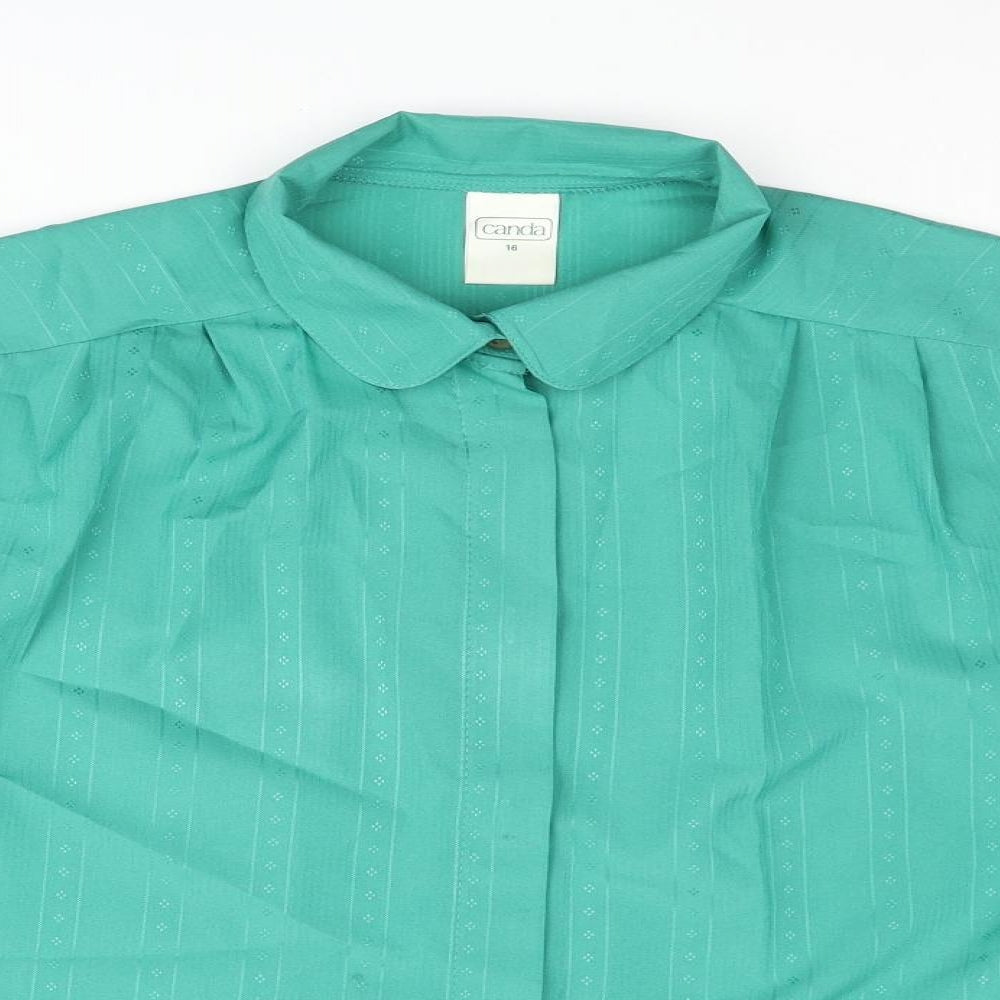 Womens UK Size 16 C&A Green Basic Button-Up
