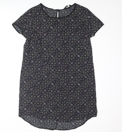 New Look Womens Multicoloured Geometric Polyester Shift Size 16 Round Neck Button