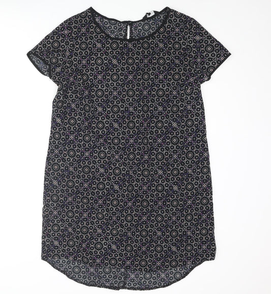 New Look Womens Multicoloured Geometric Polyester Shift Size 16 Round Neck Button