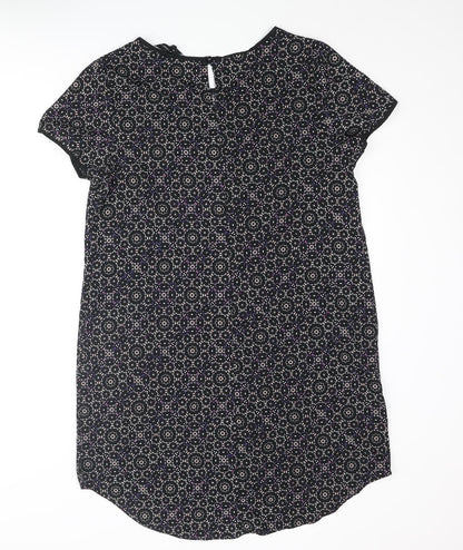 New Look Womens Multicoloured Geometric Polyester Shift Size 16 Round Neck Button