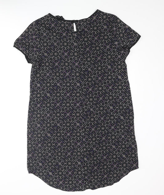 New Look Womens Multicoloured Geometric Polyester Shift Size 16 Round Neck Button